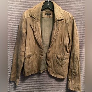 Tahari Crinkled Leather Jacket (Size, Small)